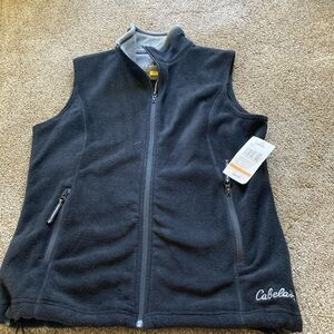 Cabela’s Women’s Snake River Vest S Black Full Zip Polyester Fleece Pockets NWT